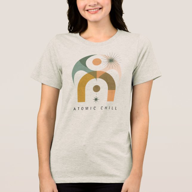 Abstract Geometric Mid-Century Modern Boho Art  Tri-Blend Shirt (Front)