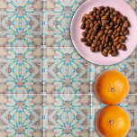 Abstract Geometric Mirror Brown Beige Teal Pattern Tile<br><div class="desc">Modern and unique decorative tile design featuring a seamless pattern made of geometric shapes in shades of brown,  beige,  teal,  green and orange.</div>