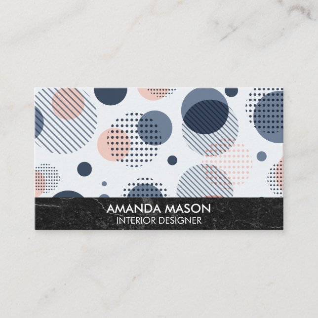 Abstract Geometric Modern | Black Slate Marble Business Card (Front)