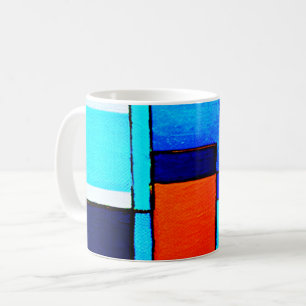Abstract Geometric Modern Blue Orange Coffee Mug