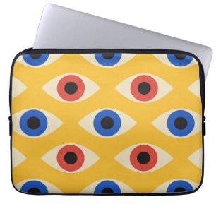 Abstract Geometric Modern Bold Evil Eye Pattern  Laptop Sleeve