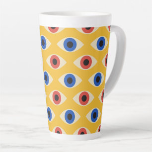 Abstract Geometric Modern Bold Evil Eye Pattern  Latte Mug