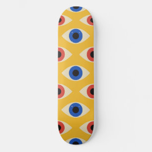 Abstract Geometric Modern Bold Evil Eye Pattern  Skateboard