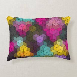 Abstract geometric modern hexagon shapes mosaic decorative cushion