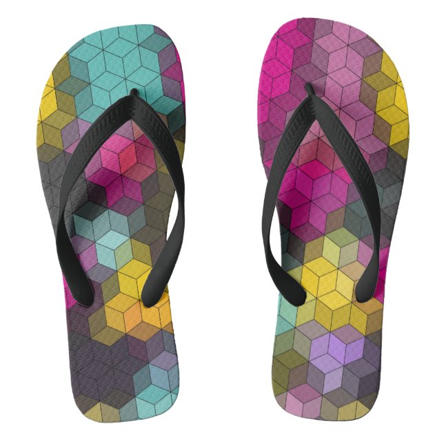 Abstract geometric modern hexagon shapes mosaic  jandals (Footbed)