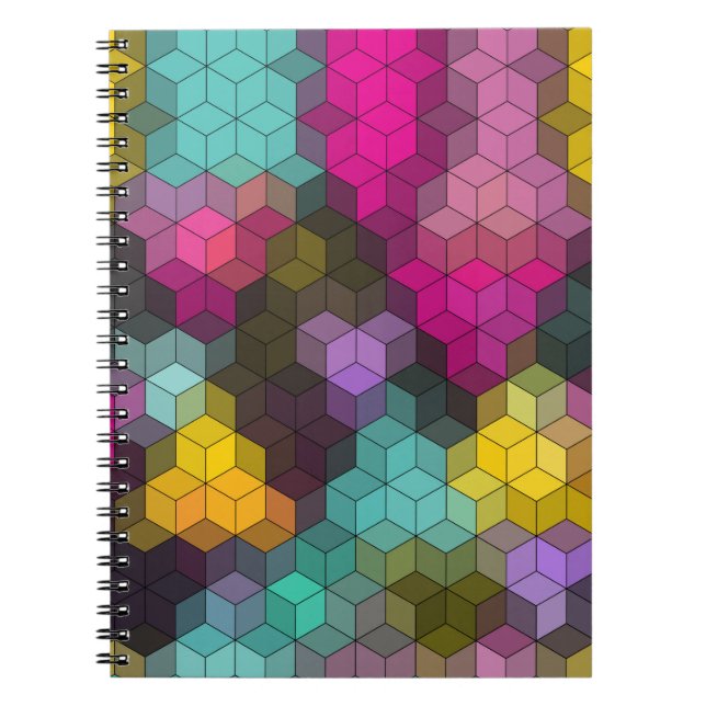 Abstract geometric modern hexagon shapes mosaic   notebook (Front)