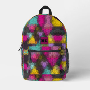 Abstract geometric modern hexagon shapes mosaic  printed backpack