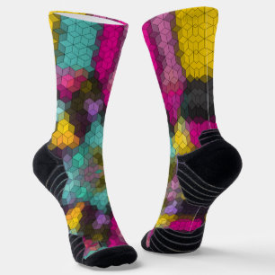 Abstract geometric modern hexagon shapes mosaic  s socks