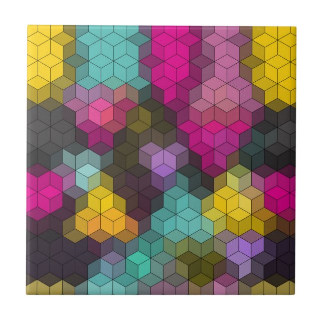 Abstract geometric modern hexagon shapes mosaic  tile (Front)