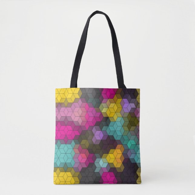 Abstract geometric modern hexagon shapes mosaic  tote bag (Front)