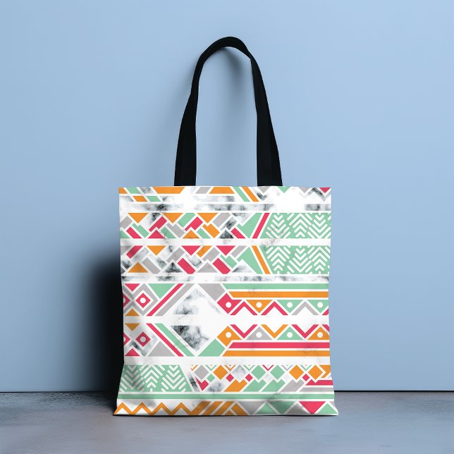 Abstract Geometric Modern Marble Girly Chic Tote Bag (Creator Uploaded)