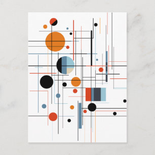 Abstract Geometric Modern Minimalist Lines Announcement Postcard