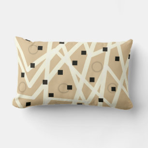 abstract geometric modern pillow tan and white