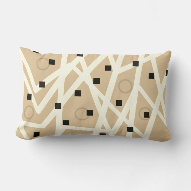 abstract geometric modern pillow tan and white (Front)
