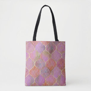 Abstract Geometric: Moroccan Gold Watercolor Tote Bag