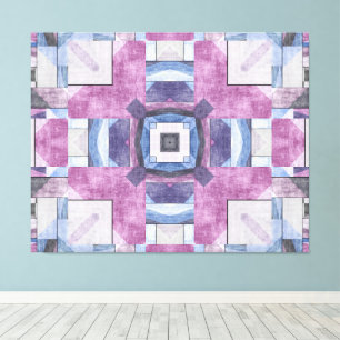 Abstract Geometric Mosaic Purple, Blue, and Gray Canvas Print