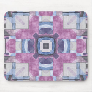 Abstract Geometric Mosaic Purple, Blue, and Grey Mouse Pad