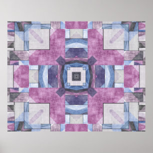Abstract Geometric Mosaic Purple, Blue, and Grey Poster