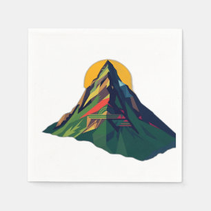 Abstract Geometric Mountain Landscape Napkin