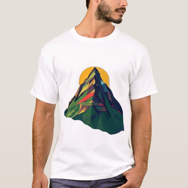 Abstract Geometric Mountain Landscape T-Shirt (Front)