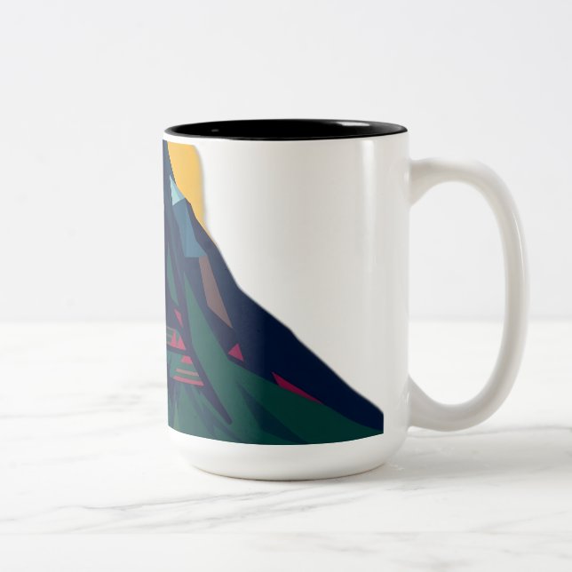 Abstract Geometric Mountain Landscape Two-Tone Coffee Mug (Right)
