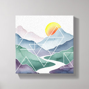 Abstract Geometric Mountain Landscape Wall Art