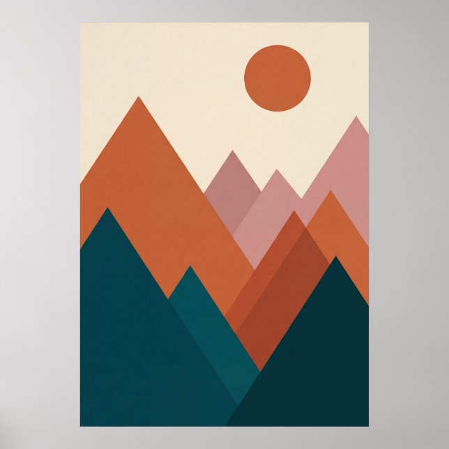 : Abstract Geometric Mountain Minimalist Boho Art Poster (Front)
