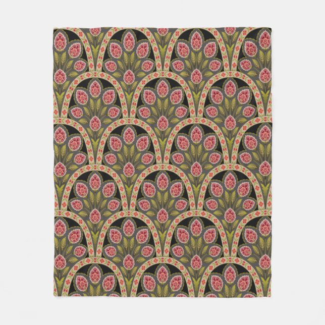 abstract Geometric mughal motif flower patternart, Fleece Blanket (Front)