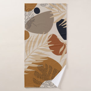 Abstract geometric, natural shapes in minimal nord bath towel