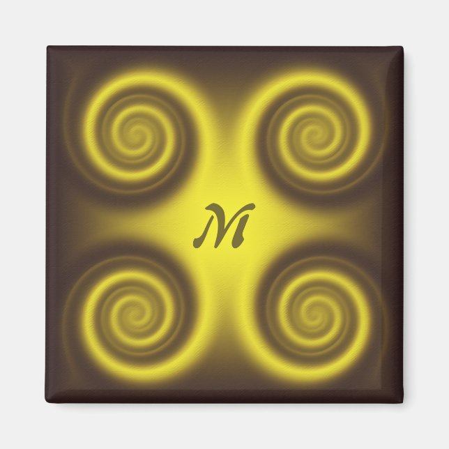 Abstract geometric neon texture.Monogram Magnet (Front)