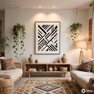 Abstract Geometric Neutral 3D Layers Canvas Print
