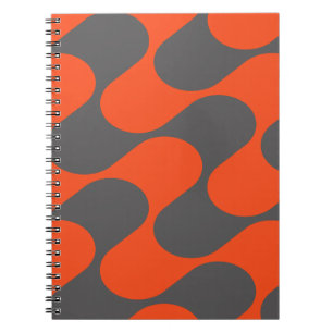 Abstract Geometric Orange and Grey Pattern Notebook