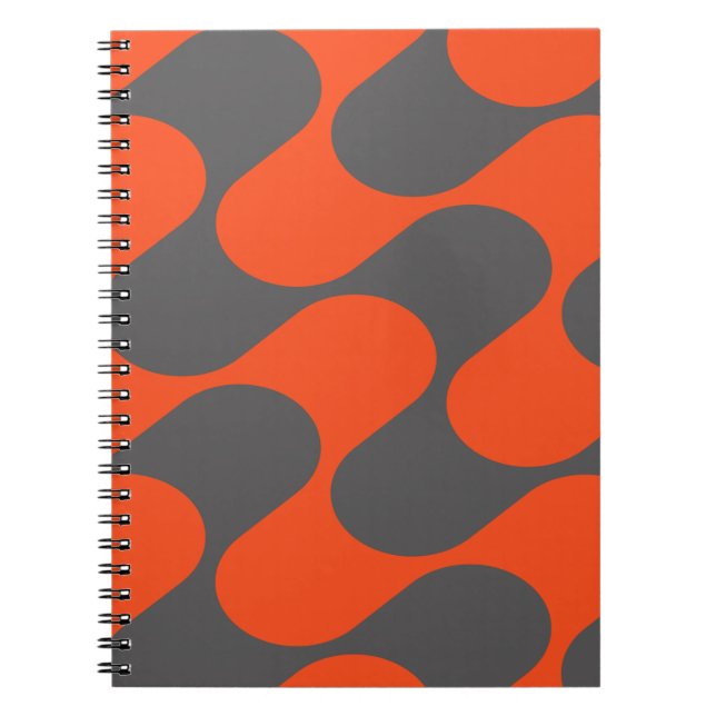 Abstract Geometric Orange and Grey Pattern Notebook (Front)