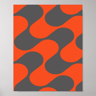 Abstract Geometric Orange and Grey Pattern Poster