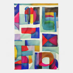 Abstract Geometric Painting Tea Towel