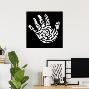 abstract geometric palm hand poster