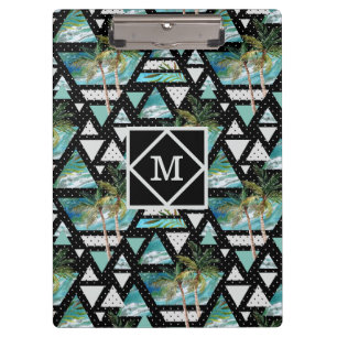 Abstract Geometric Palms & Waves Pattern Clipboard