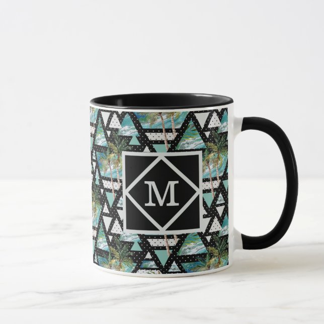 Abstract Geometric Palms & Waves Pattern Mug (Right)