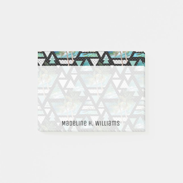 Abstract Geometric Palms & Waves Pattern Post-it Notes (Front)