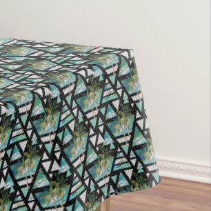 Abstract Geometric Palms & Waves Pattern Tablecloth