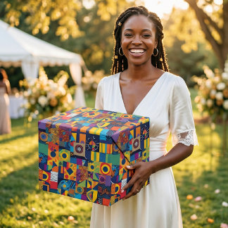 Abstract Geometric Patchwork African American Gift Wrapping Paper