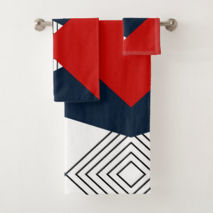 Abstract geometric pattern bath towel set