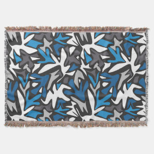 abstract, geometric, pattern, black and blue throw blanket