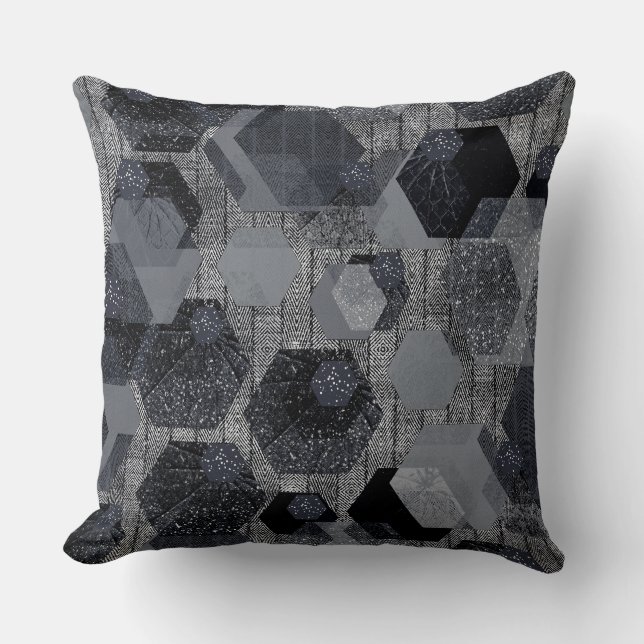 Abstract geometric pattern, black and grey . cushion (Front)