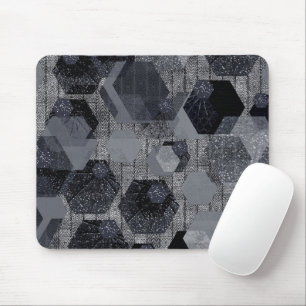 Abstract geometric pattern, black and grey .  mouse pad
