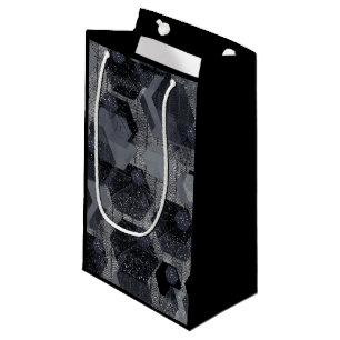 Abstract geometric pattern, black and grey . small gift bag