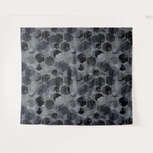 Abstract geometric pattern, black and grey . tapestry