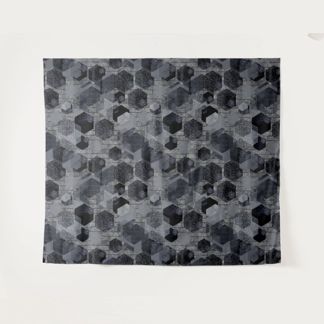 Abstract geometric pattern, black and grey . tapestry (Front (Horizontal))