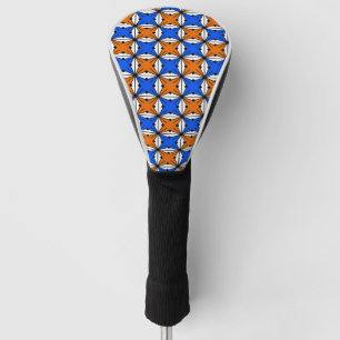 Abstract geometric pattern - blue and orange. golf head cover
