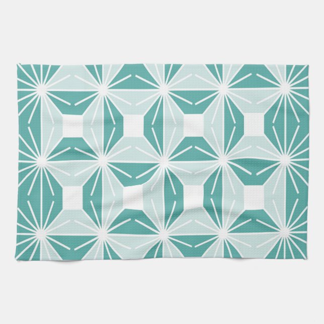 Abstract geometric pattern - blue and white. tea towel (Horizontal)